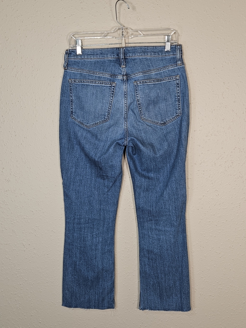 J. Crew Flare Crop Jeans Mid Rise Raw Hem Cropped Ankle Length Stretch Denim 27 - Picture 3 of 9